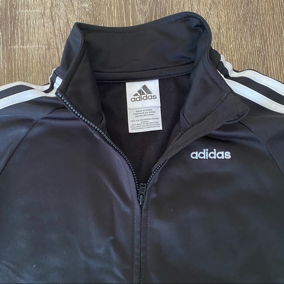 Boys Adidas Full-Zip Black & White Track Jacket - Picture 6 of 14